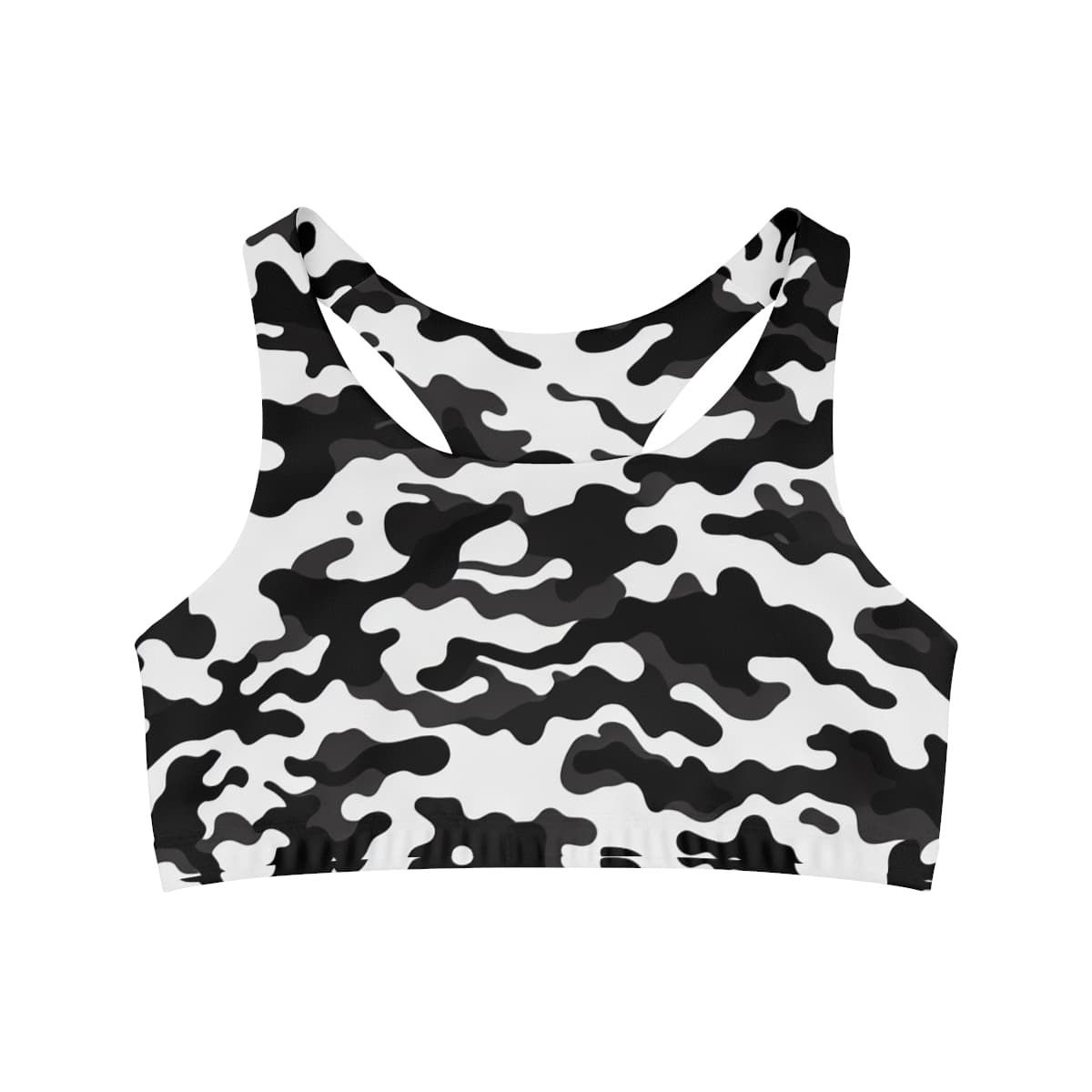 Black & White Camo Seamless Sports Bra
