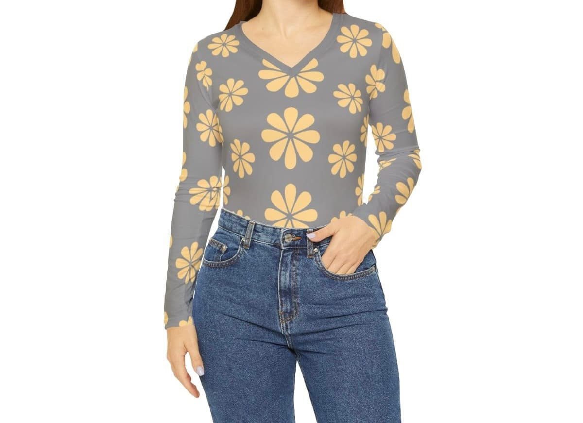 Floral Long Sleeve V-Neck