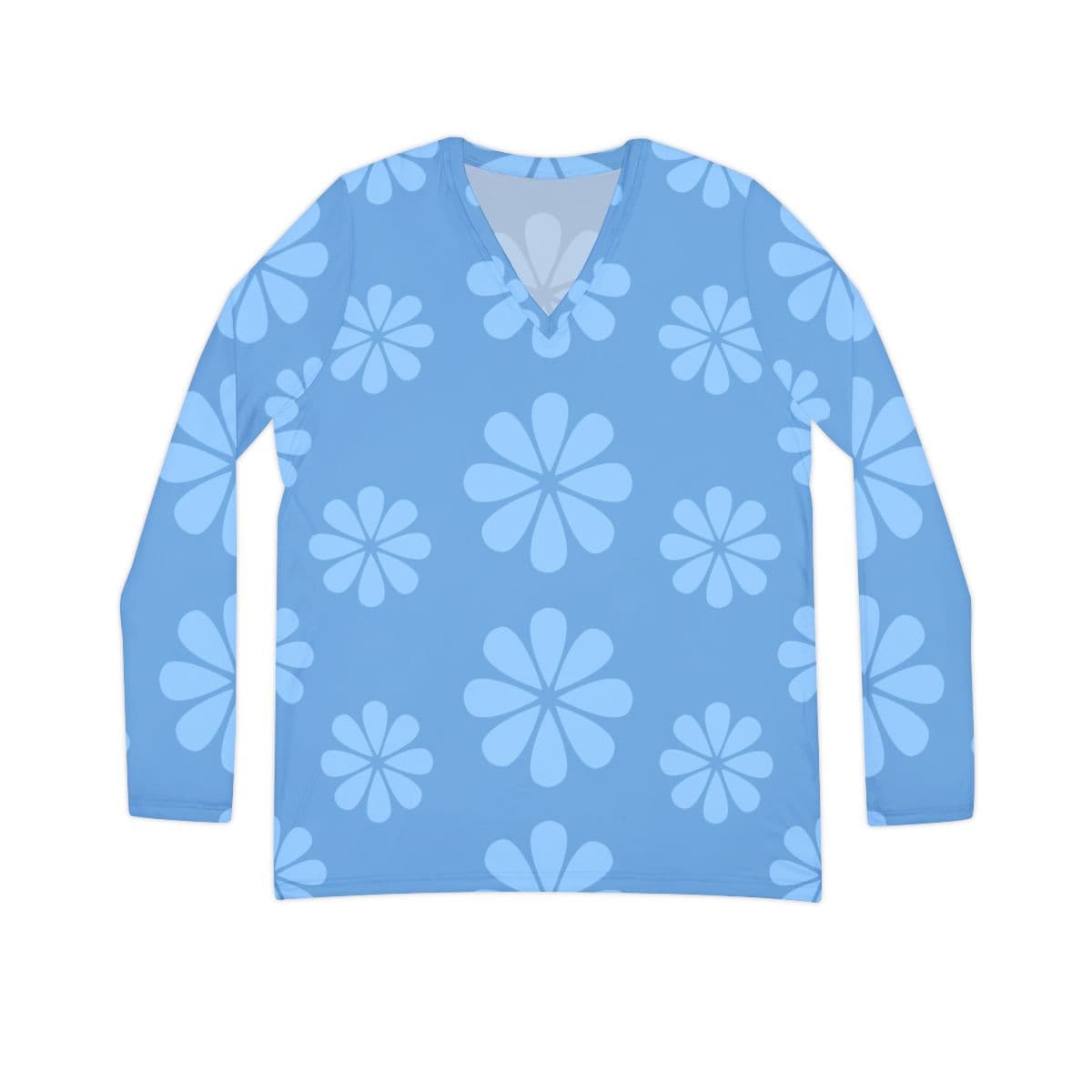 Blue Floral V-Neck Shirt